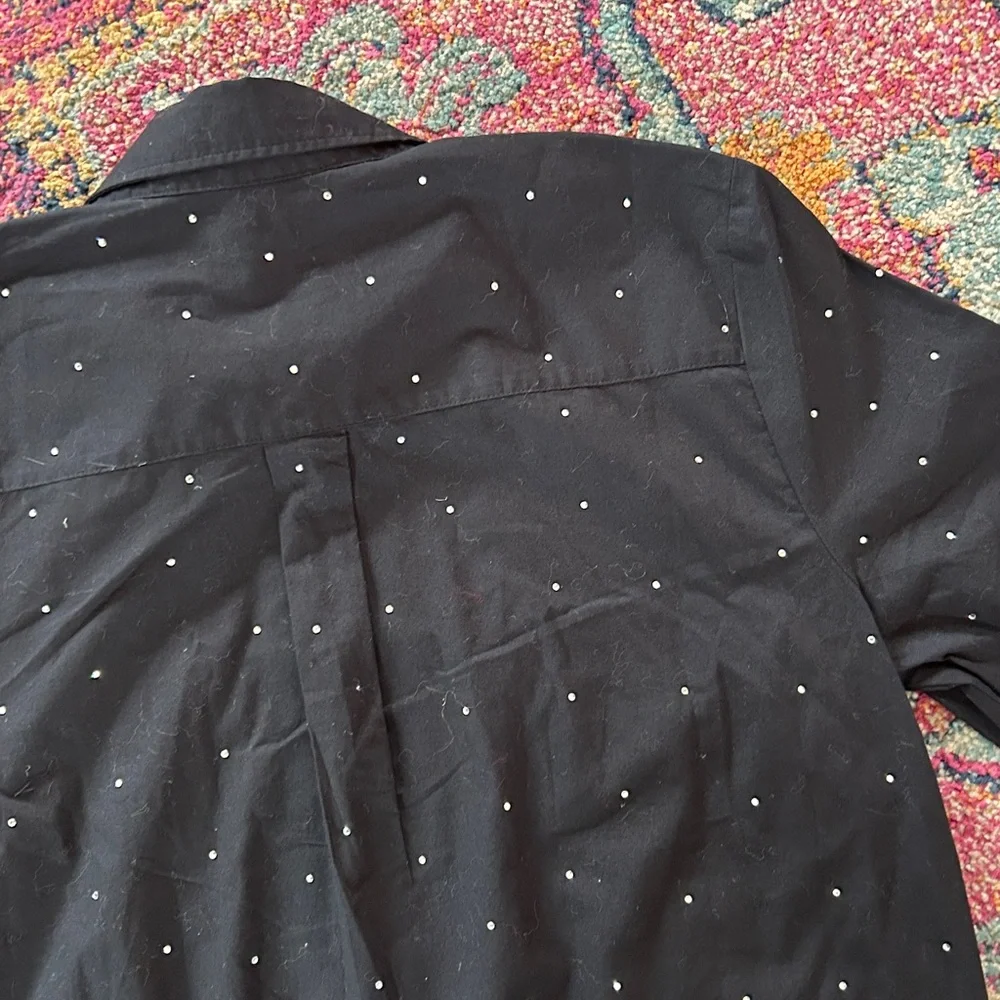 NWT J. Crew | Women’s Black Long Sleeve Button Down Rhinestone Shirt Size XXS